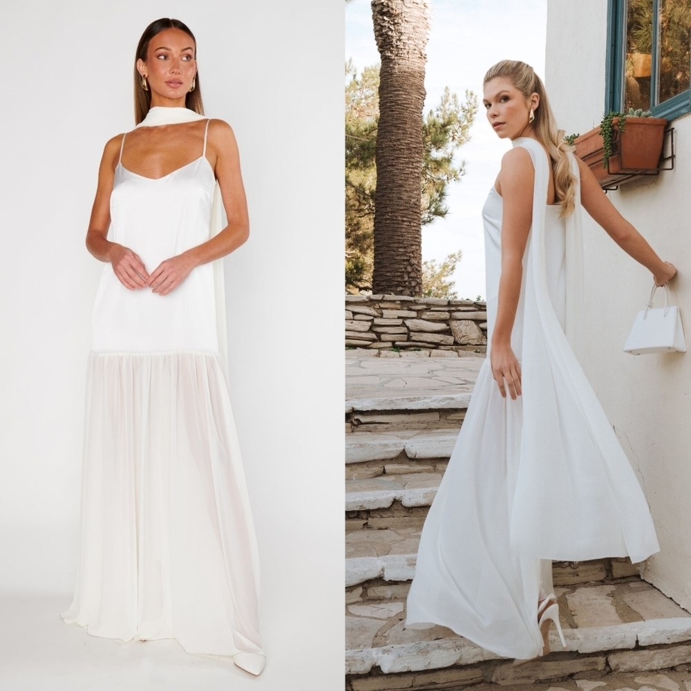 Show Me Your MuMu White Maxi Slip Dress with Sheer Panel